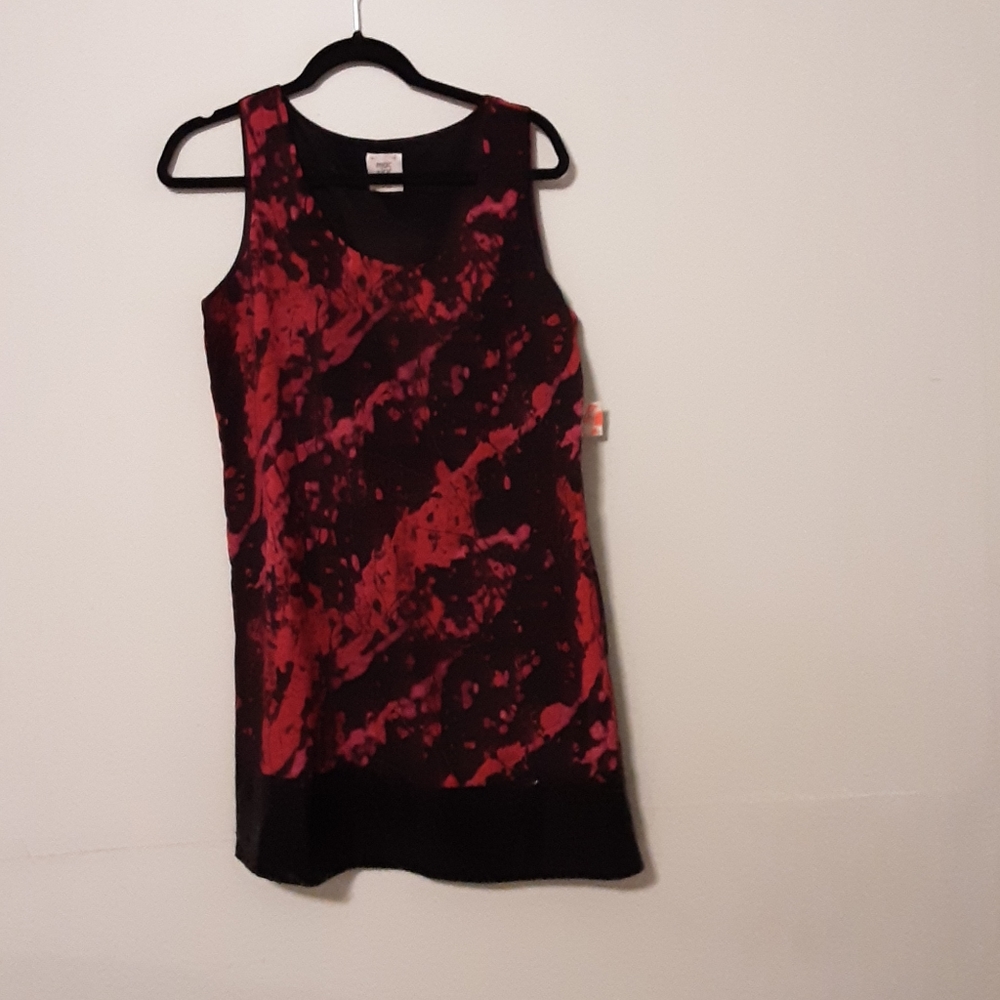 Poly dressy red/black dress with sequin border